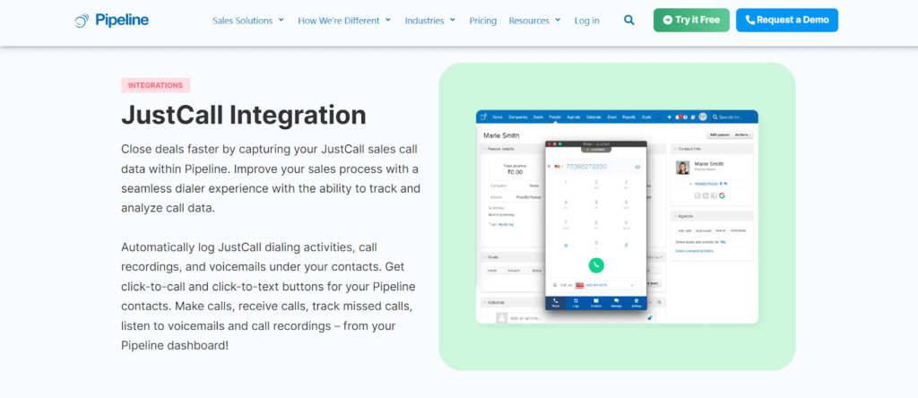 JustCall lets you track call recordings and voicemails from the dashboard