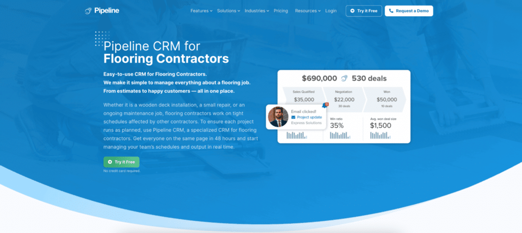 Pipeline CRM- Best CRM for Sales-Focused Flooring Contractors