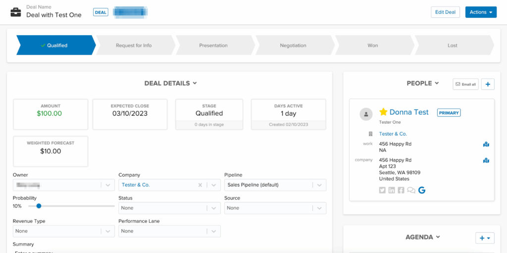 Pipeline CRM deal overview