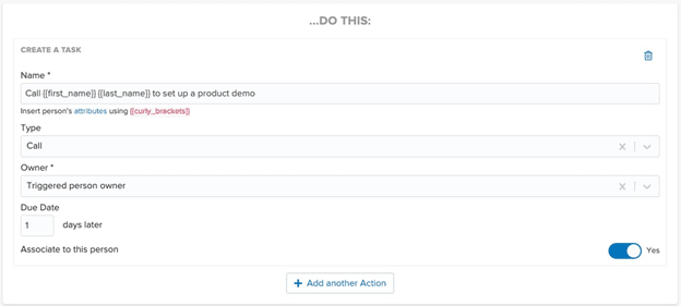 Example of a task automation in Pipeline CRM to follow up with new leads via call