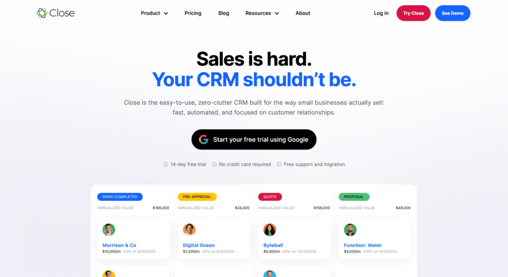 Salesmate CRM Alternatives for Logistics Companies- Close CRM