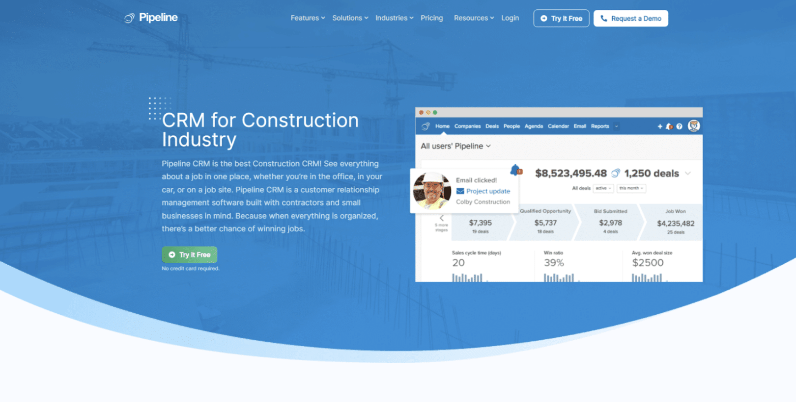 Pipeline best CRM for construction