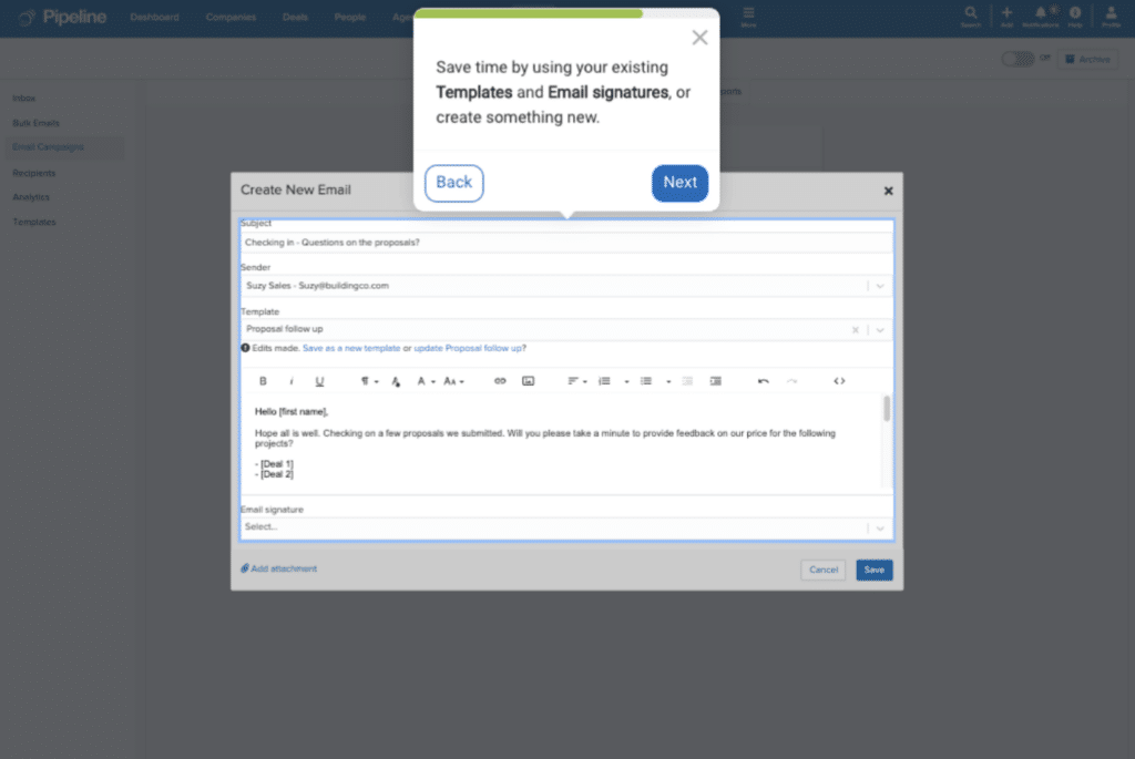Time saving on Pipeline Drip Campaign